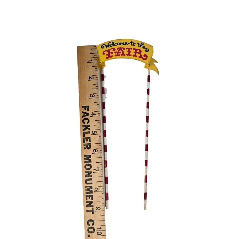 Metal Banner Sign Welcome to the Fair Cake Topper Fairy Garden Crafting Circus